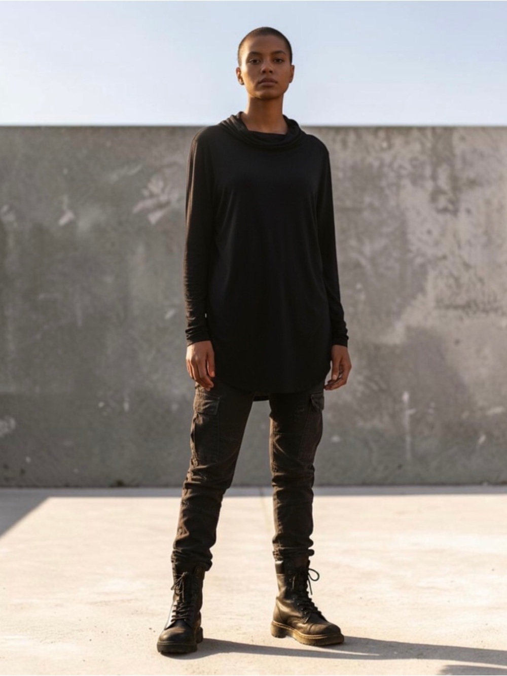 Drifter Black Wool Blend Long Sleeve Top